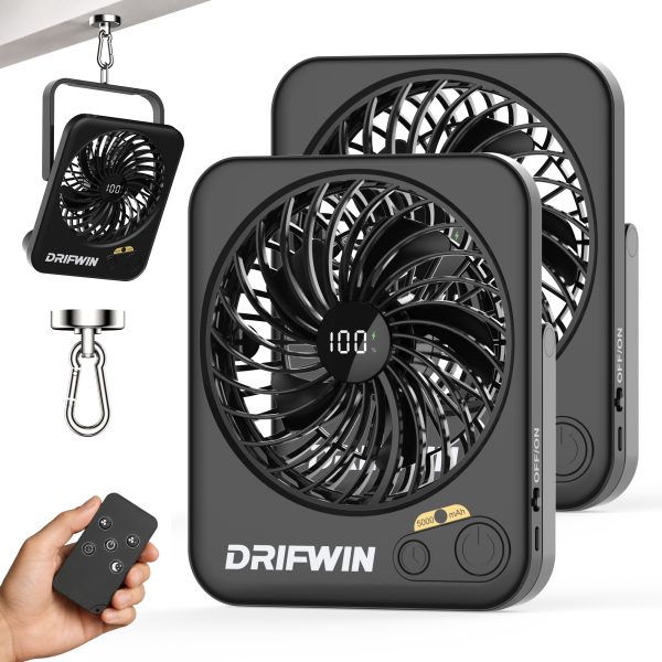 2-Pack 5000mAh Cruise Approved Travel Fan, Magnetic Hook Included, Ultra-Thin Rechargeable Portable Fan with Digital Display for Cruise Ship Cabin, Bedroom, Camping, Travel & Cruise Essentials 2026